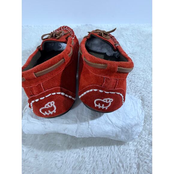LAM Womens Suede Moccasins Red Size 8 Cozy - Picture 2 of 8
